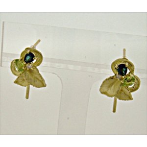 Photo: K18YG GREEN TOURMARINE/PERIDOT/DIA EARRING