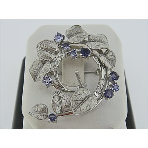 Photo: K18WG ZOISAITE/IORITE/DIA BROOCH