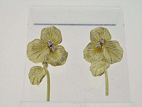 Photo1: K18YG DIA EARRING