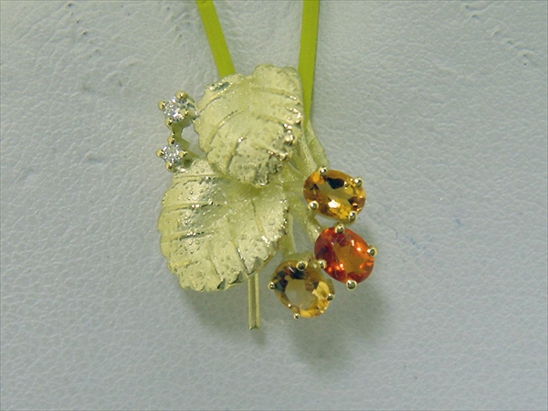 Photo1: K18YG　DIA /CITRINE/FIRE OPAL PENDANT